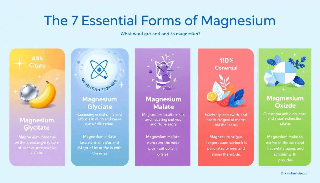 A diagram showing the 7 essential forms of magnesium.