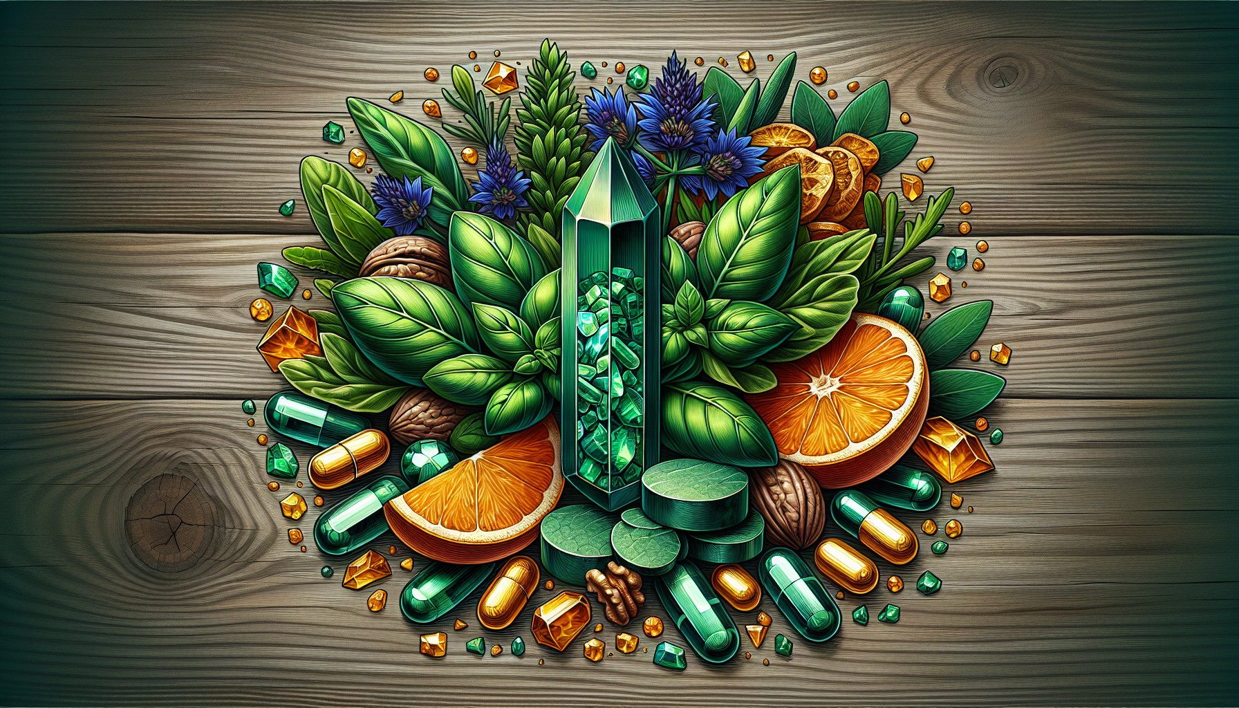 An artistic representation of the ingredients used in magnesium supplements.